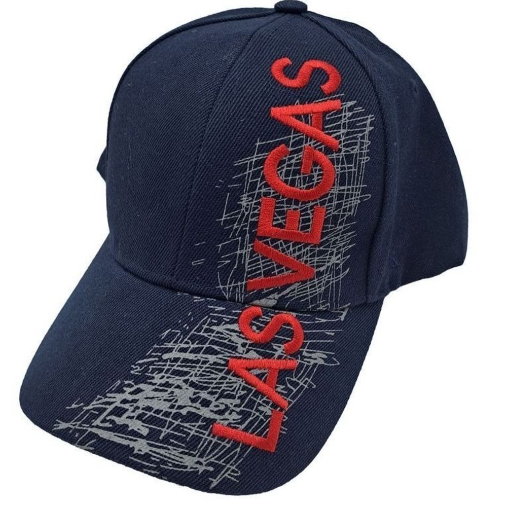 Las Vegas Navy Baseball Cap with Red Embroidery Tourist Souvenir Hat Adjustable